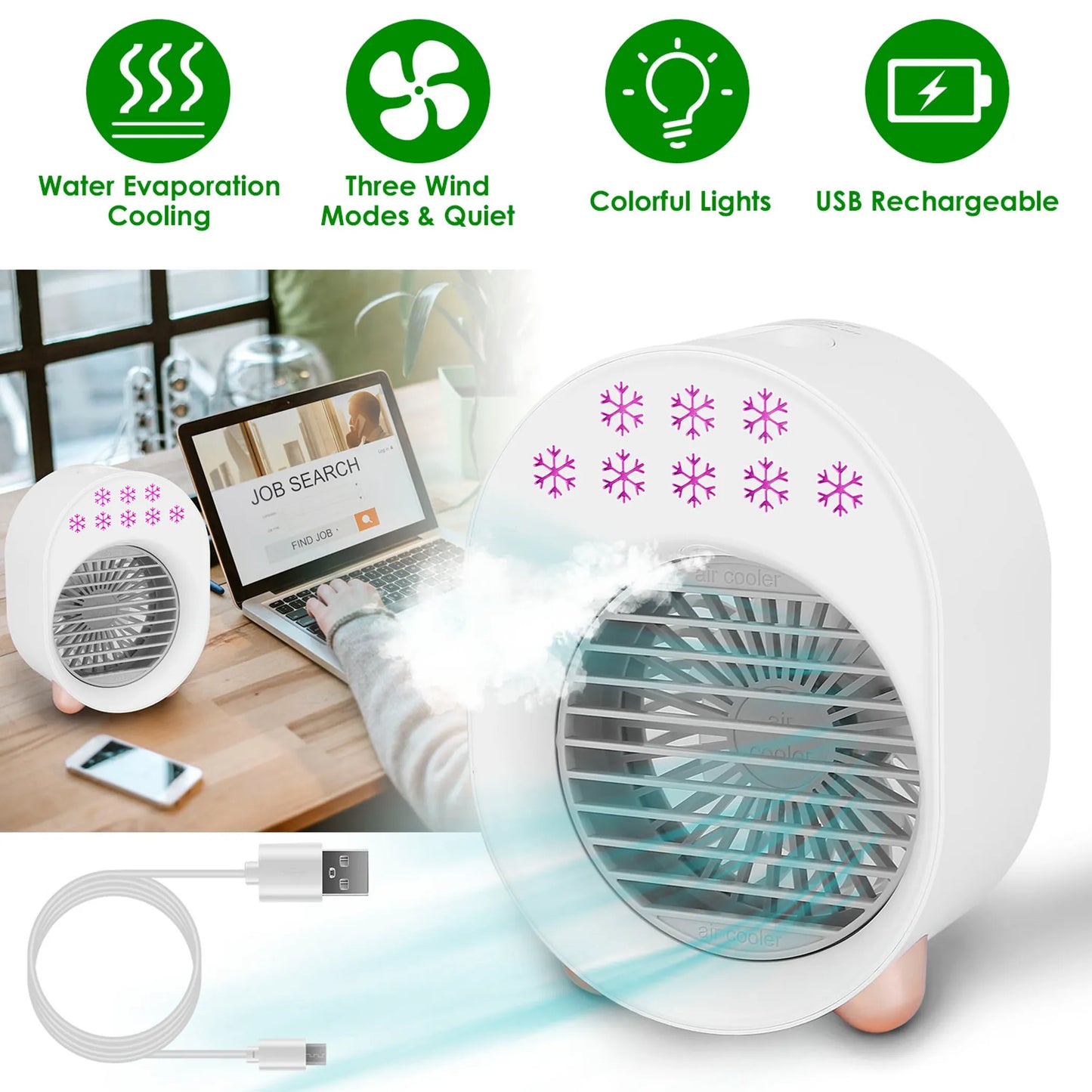 4 In 1 Portable Mini Desktop Air Conditioner Fan