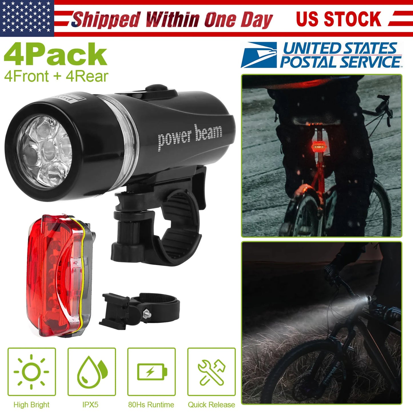 Universal  Front Rear Bike Light Set