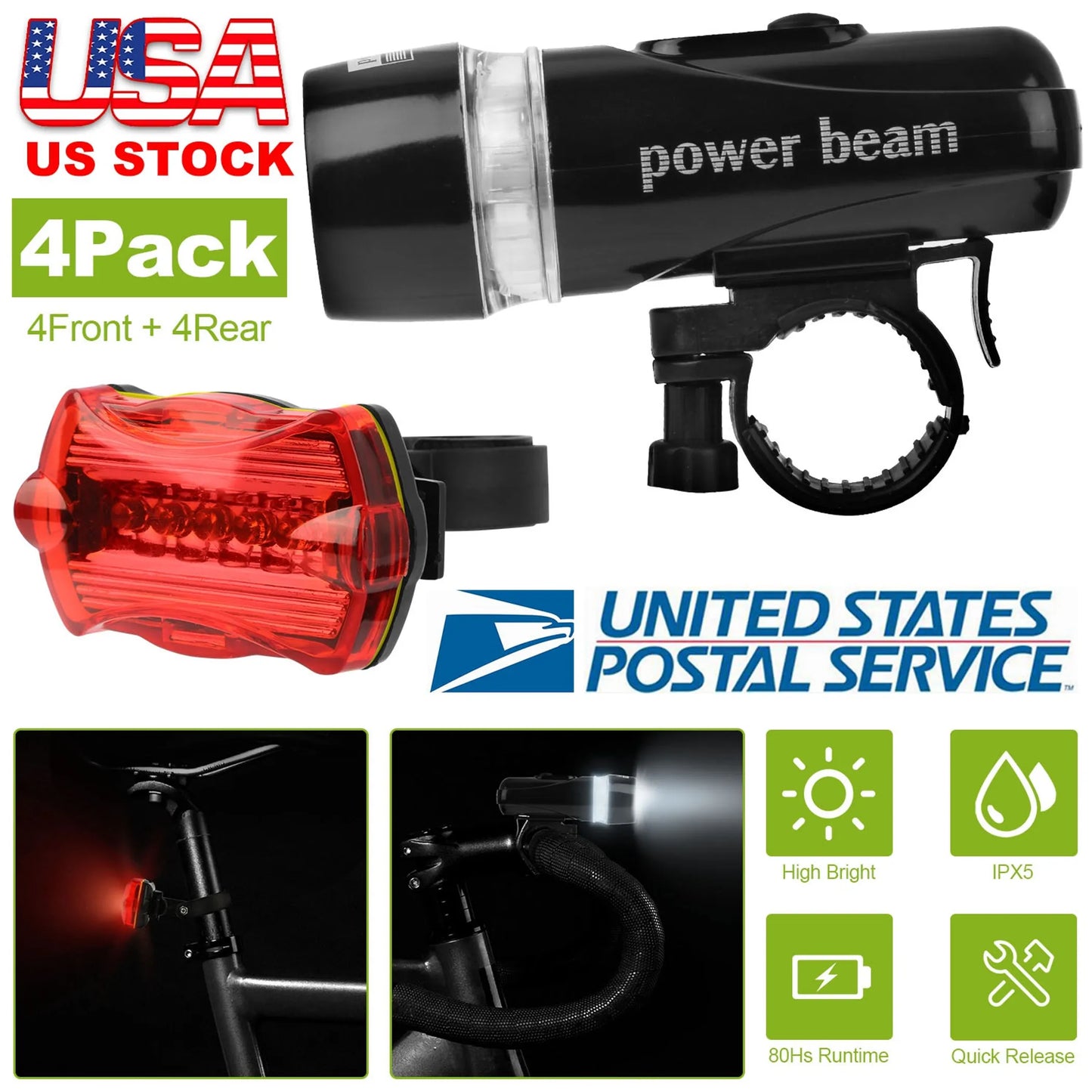 Universal  Front Rear Bike Light Set