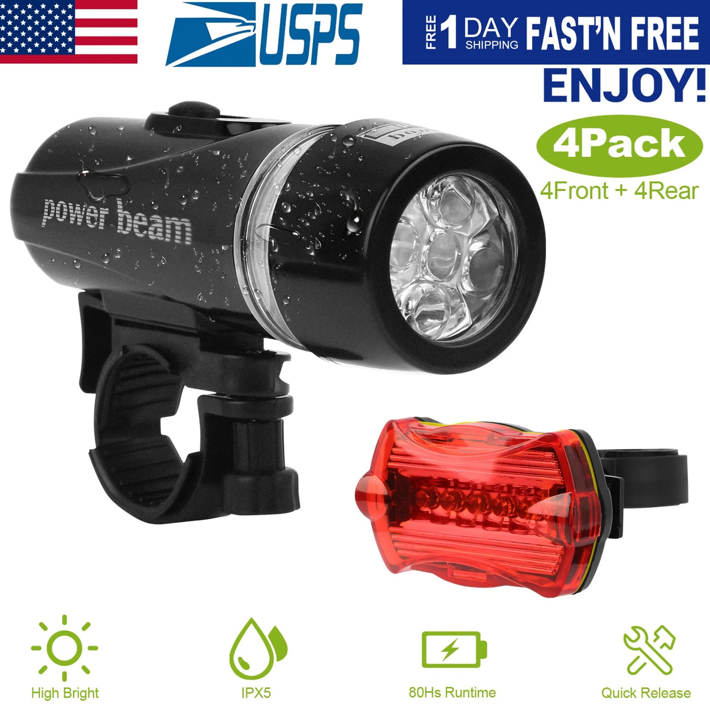 Universal  Front Rear Bike Light Set