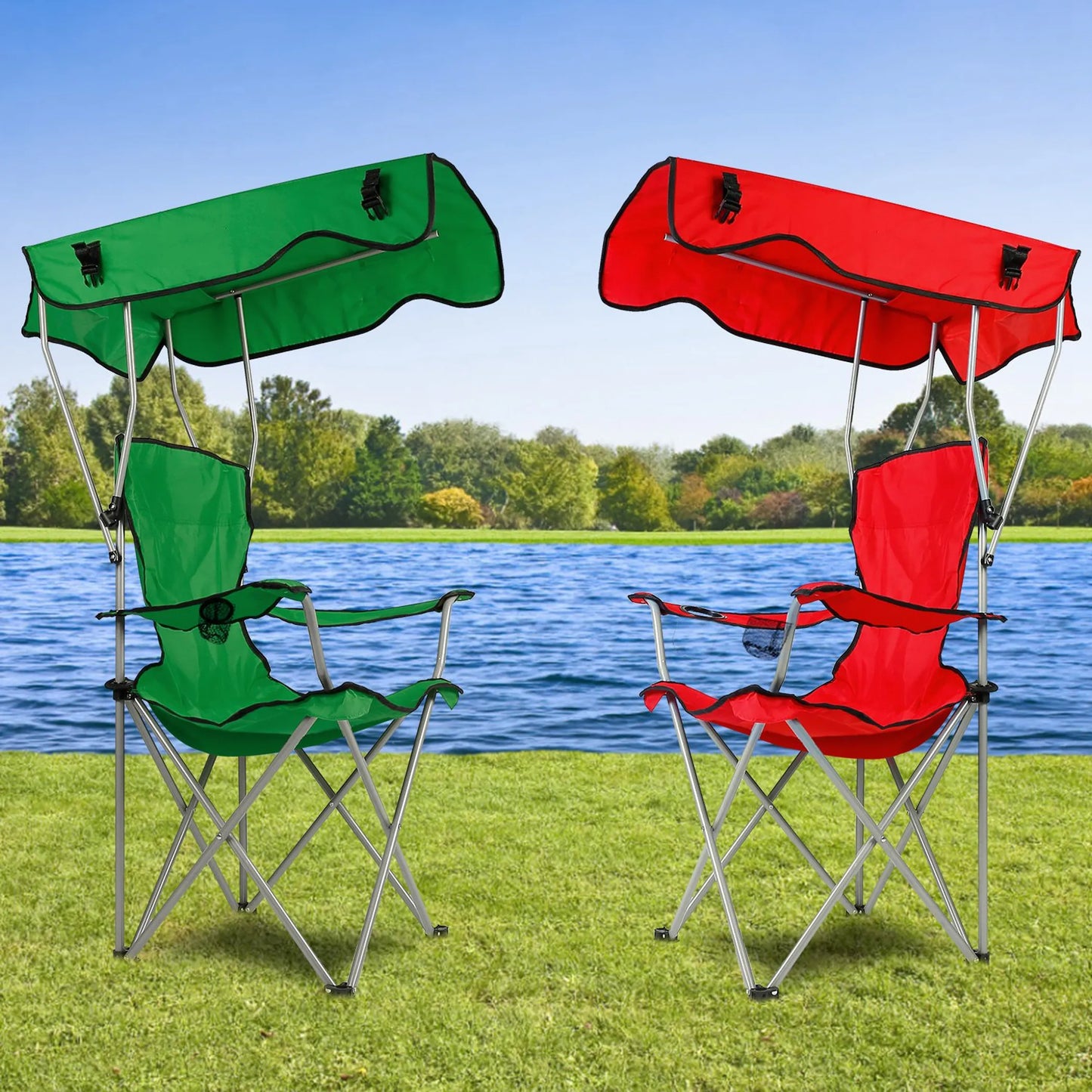 Foldable Beach Canopy Chair Sun Protection Camping Lawn Canopy Chair