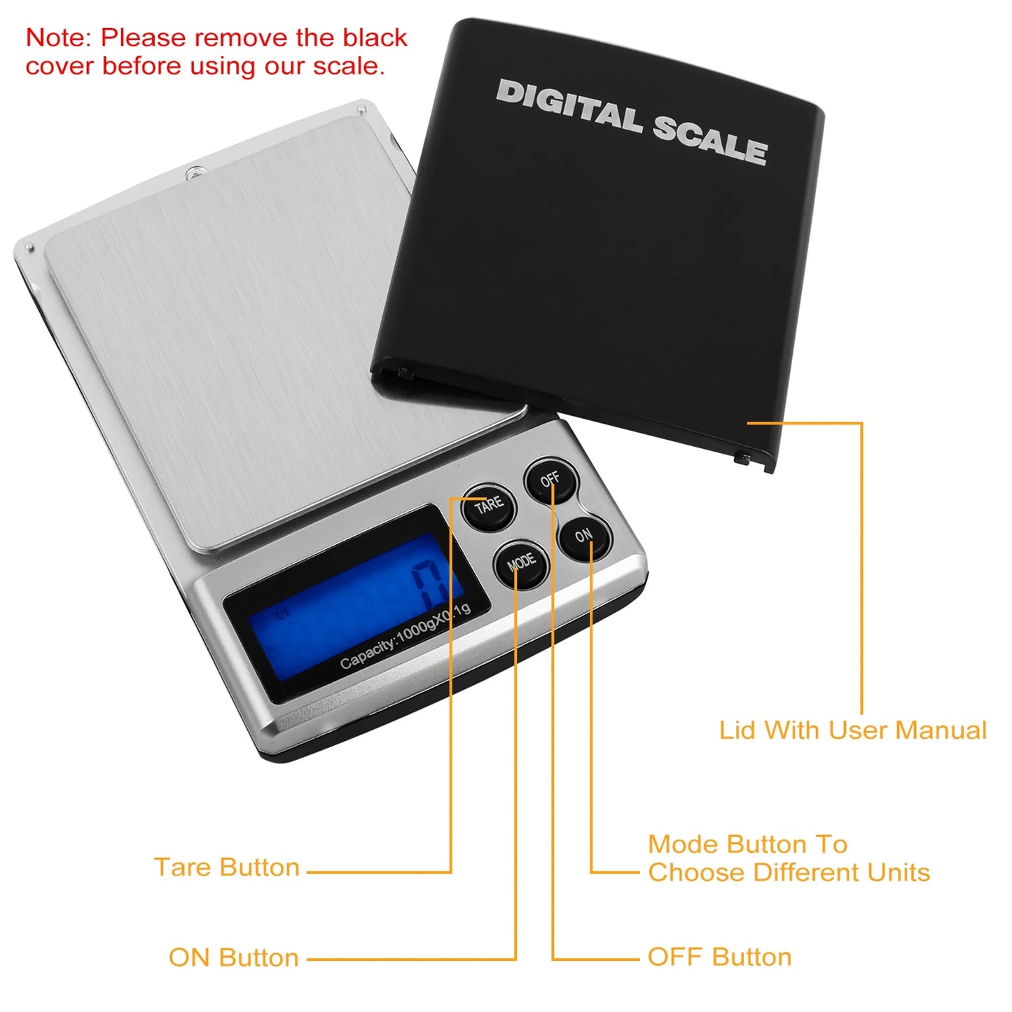 iMounTEK Digital Scale 1000g x 0.1g Pocket Electronic Kitchen Scale