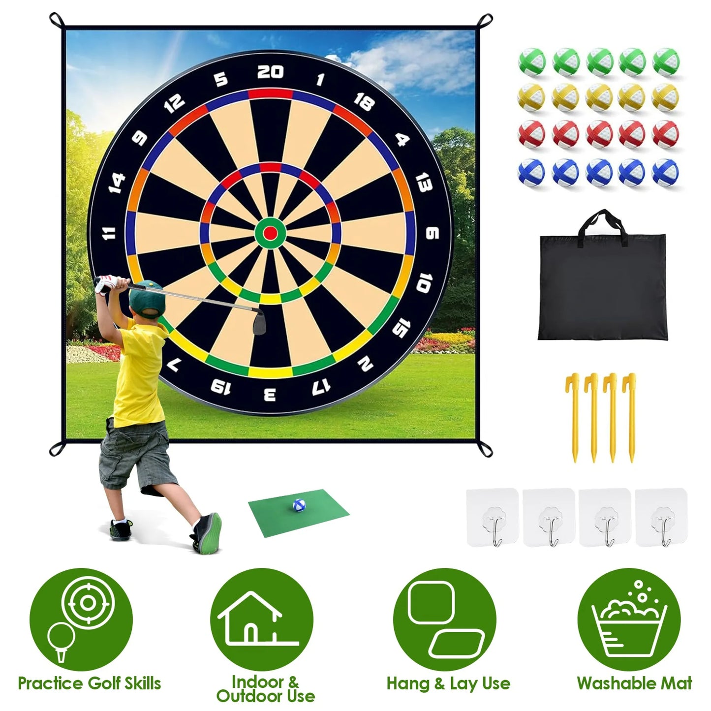 Golf Chipping Dart Game Mat Set