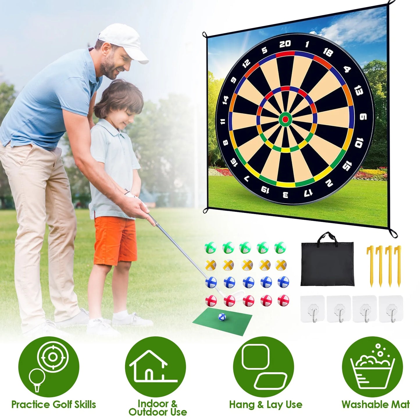Golf Chipping Dart Game Mat Set