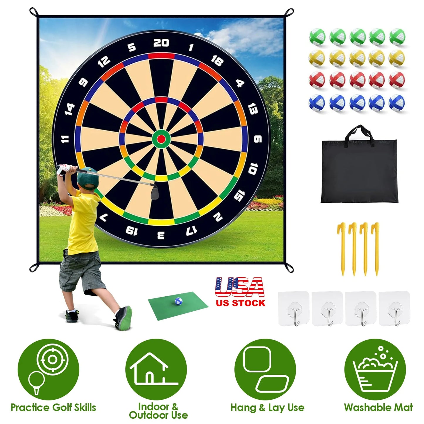 Golf Chipping Dart Game Mat Set