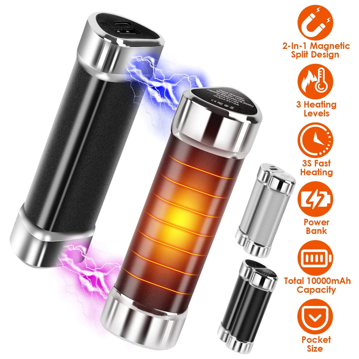 2 Packs 10000mAh Split-Magnetic