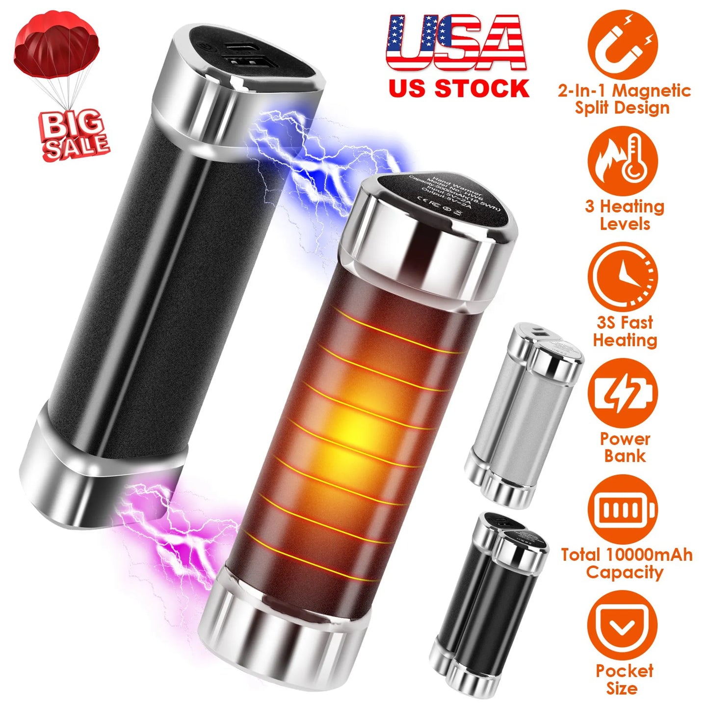 2 Packs 10000mAh Split-Magnetic