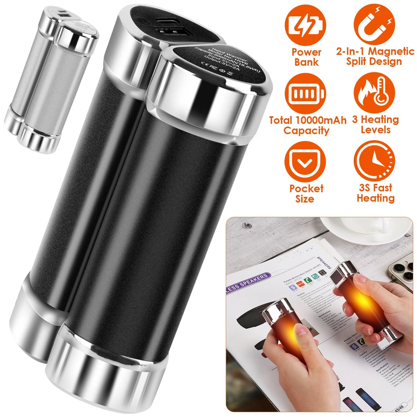 2 Packs 10000mAh Split-Magnetic