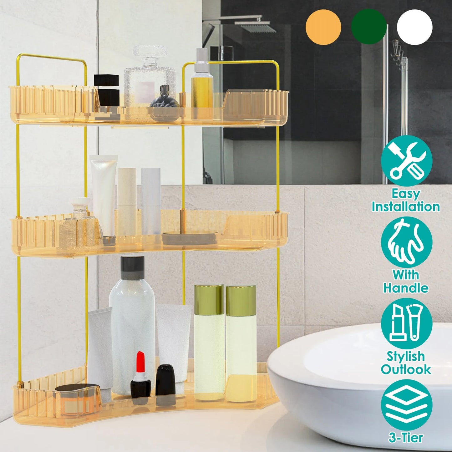 Bathroom Countertop Organizer 3 Tier Corner Makeup Storage
