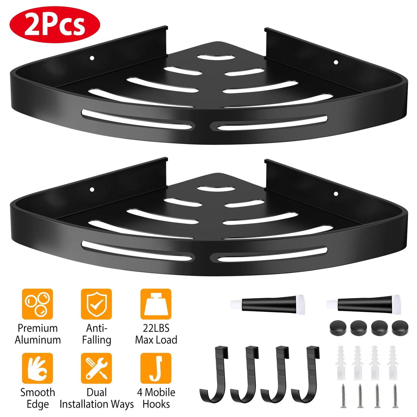 2Pcs Corner Shower Caddy Shelf Adhesive Bathroom