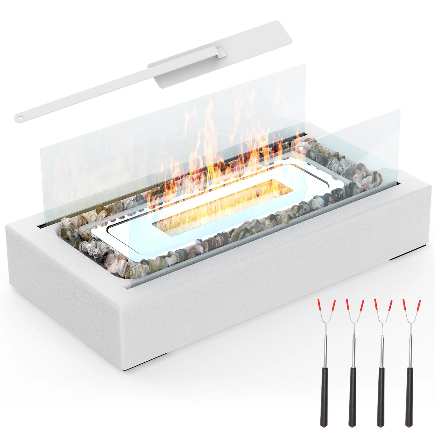 Tabletop Fire Pit With Roasting Sticks Portable Indoor Outdoor