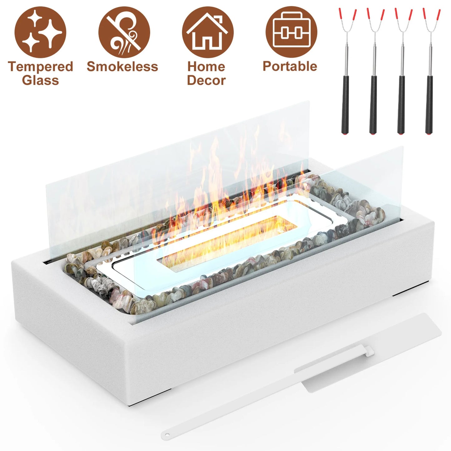 Tabletop Fire Pit With Roasting Sticks Portable Indoor Outdoor