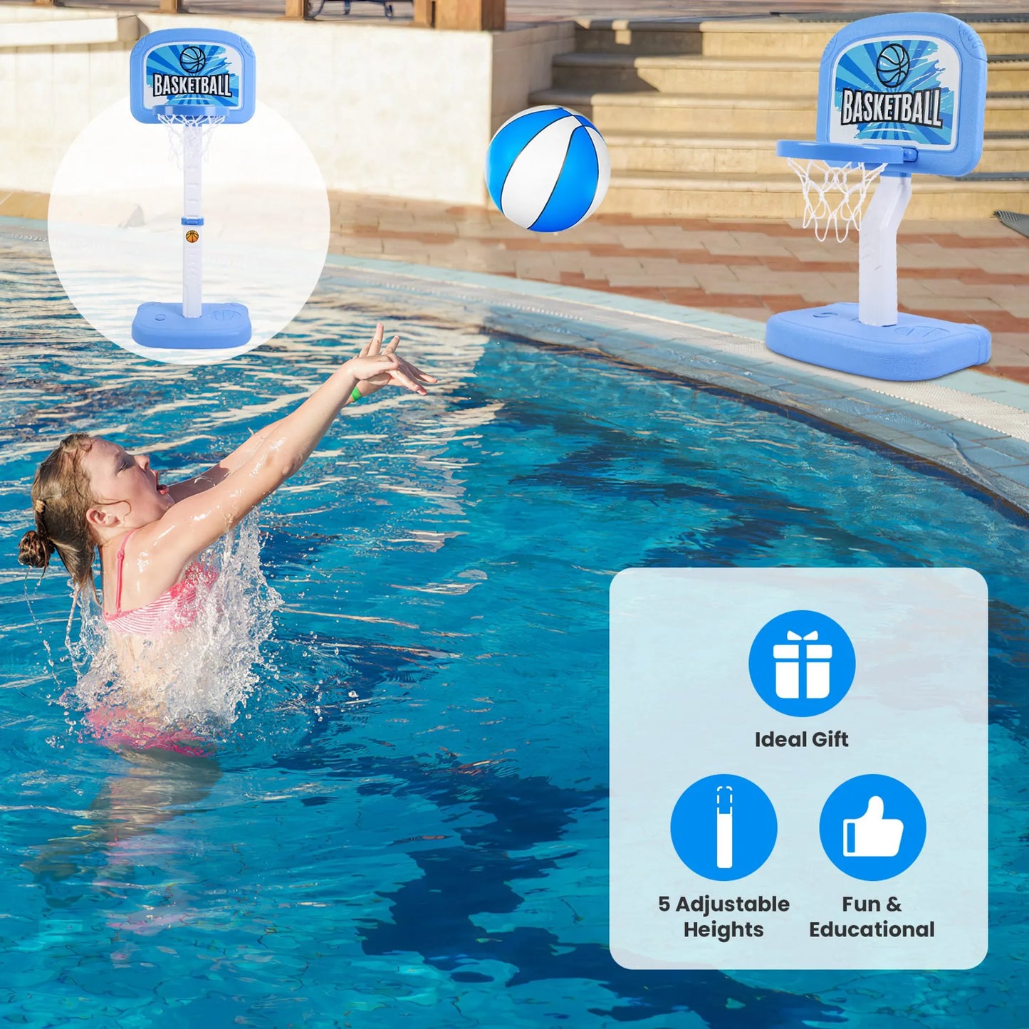2 In 1 Poolside Basketball Game Set