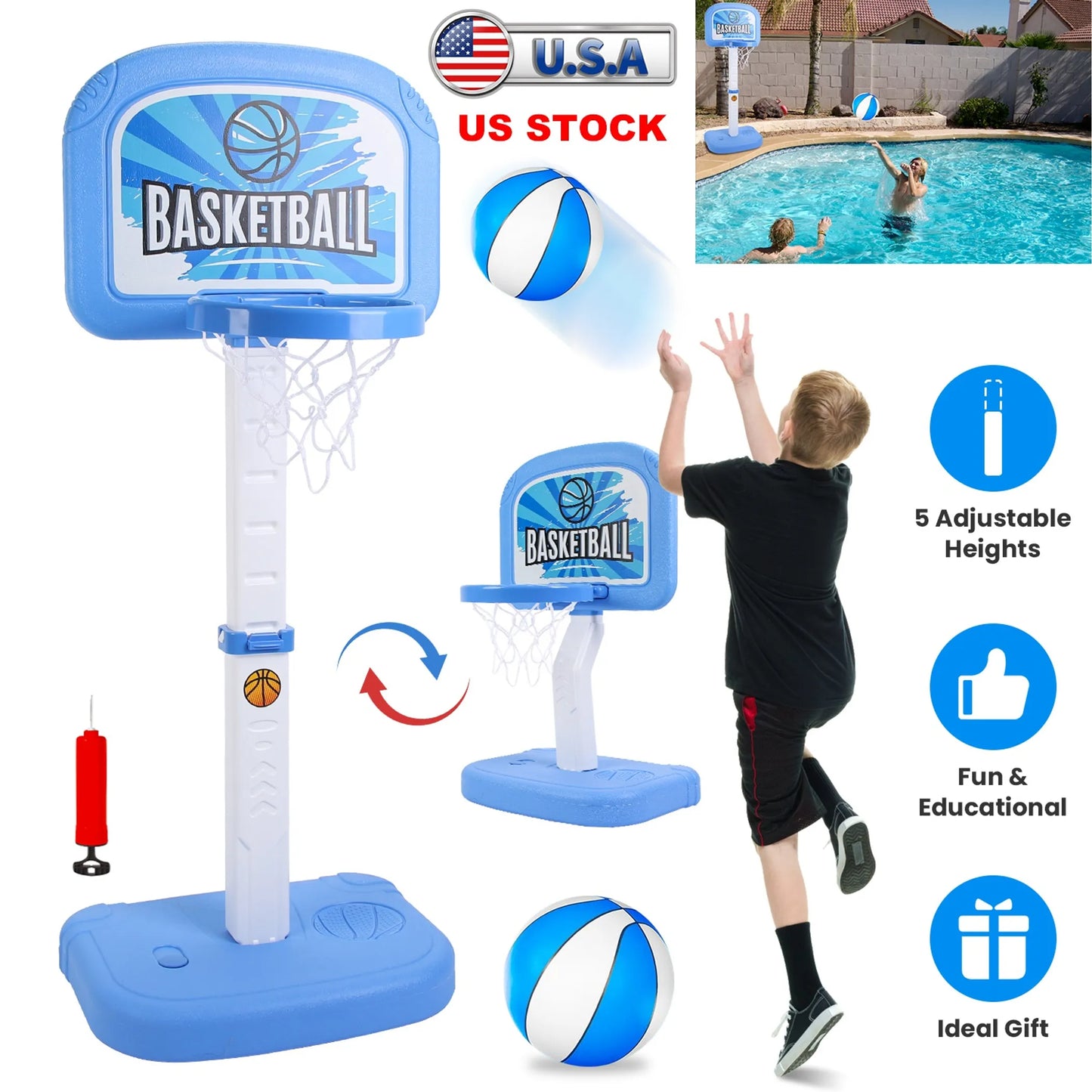 2 In 1 Poolside Basketball Game Set