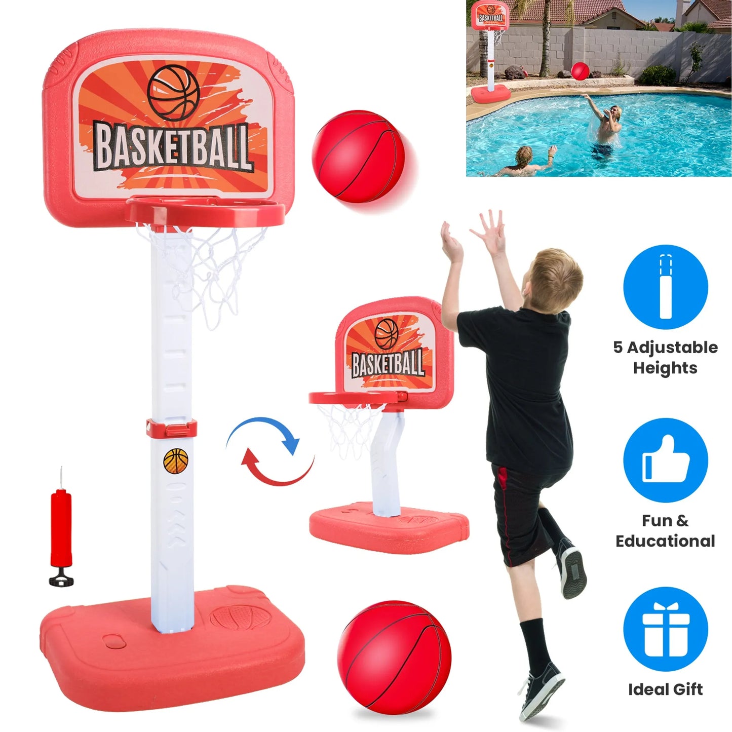 2 In 1 Poolside Basketball Game Set