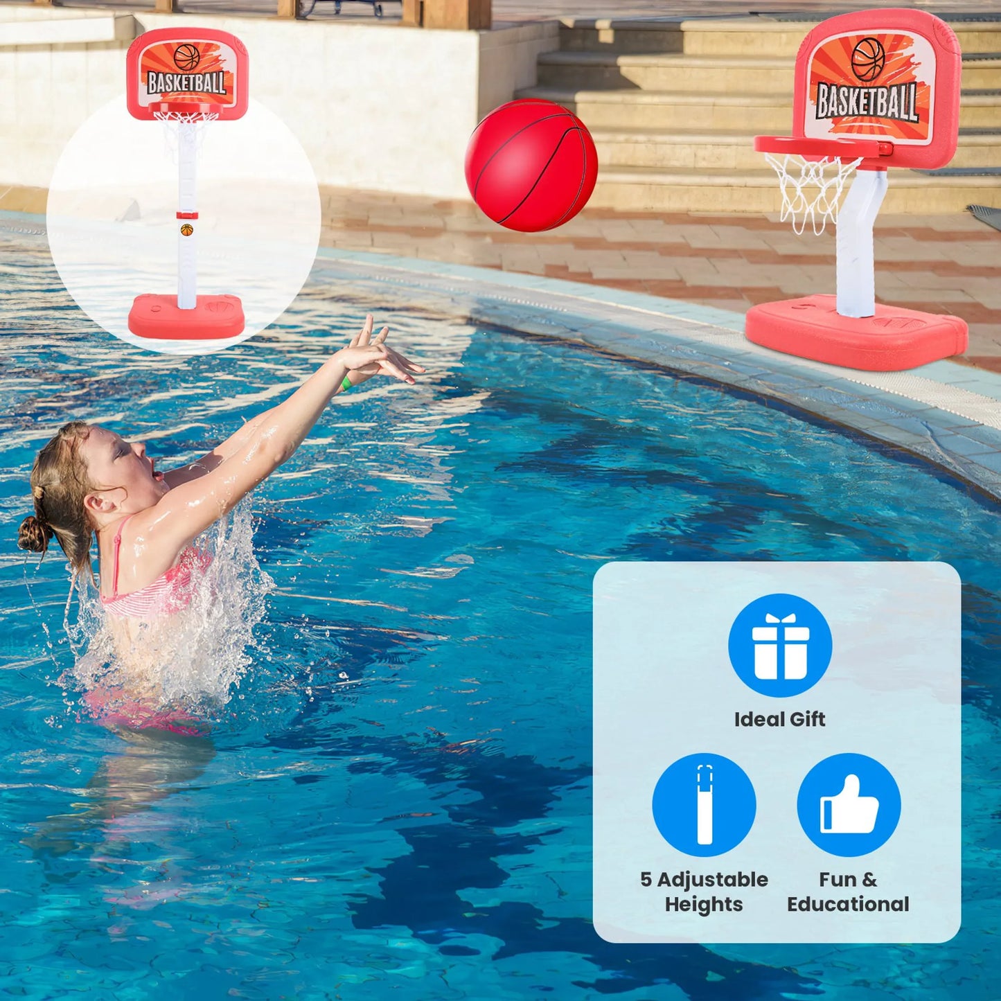 2 In 1 Poolside Basketball Game Set