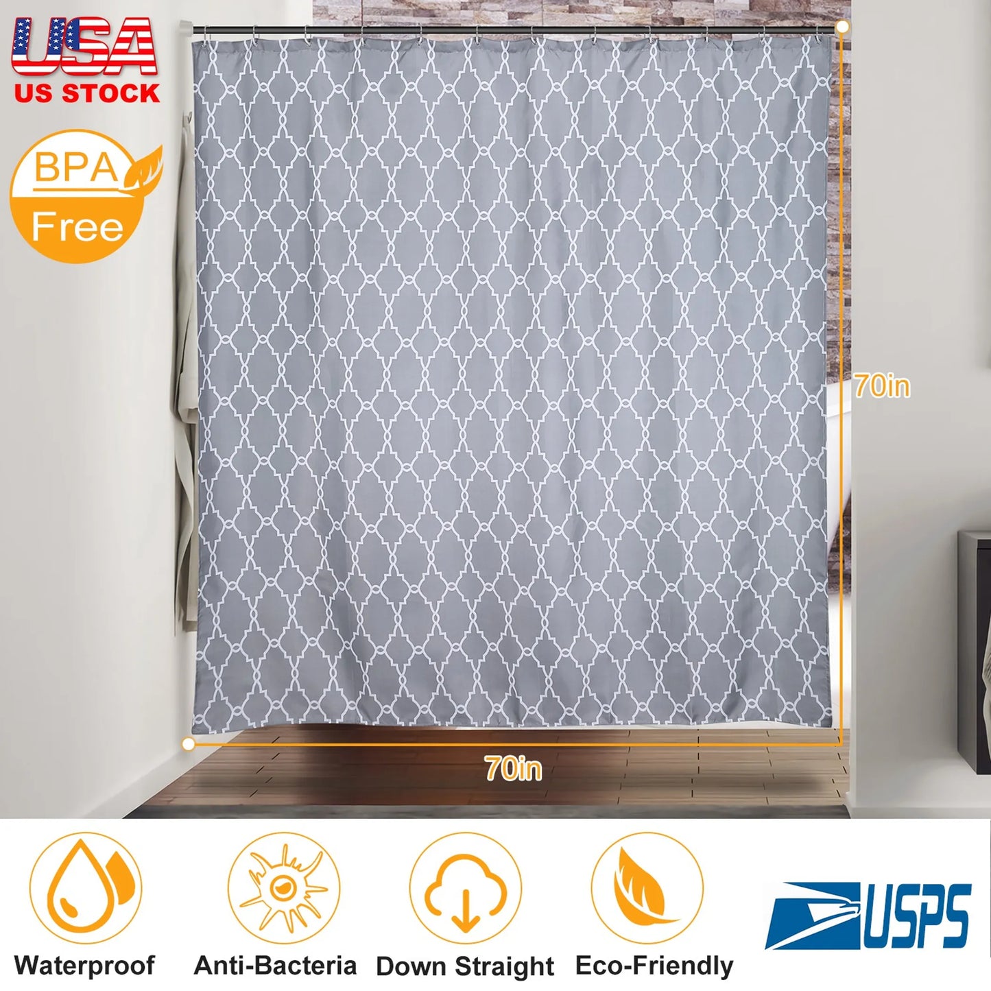 Shower Curtain Waterproof Inches Bathroom Shower Drape