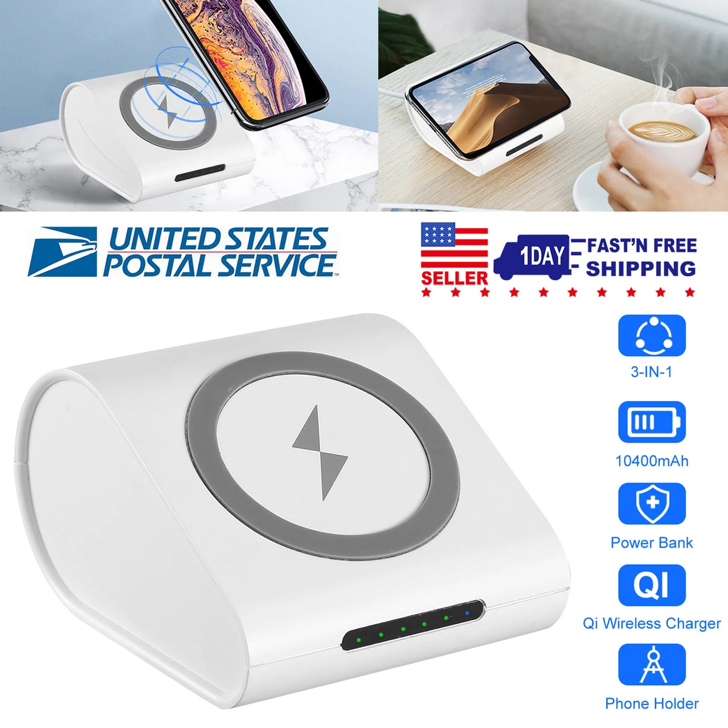 Qi Wireless Charger 10400mAh Power Bank