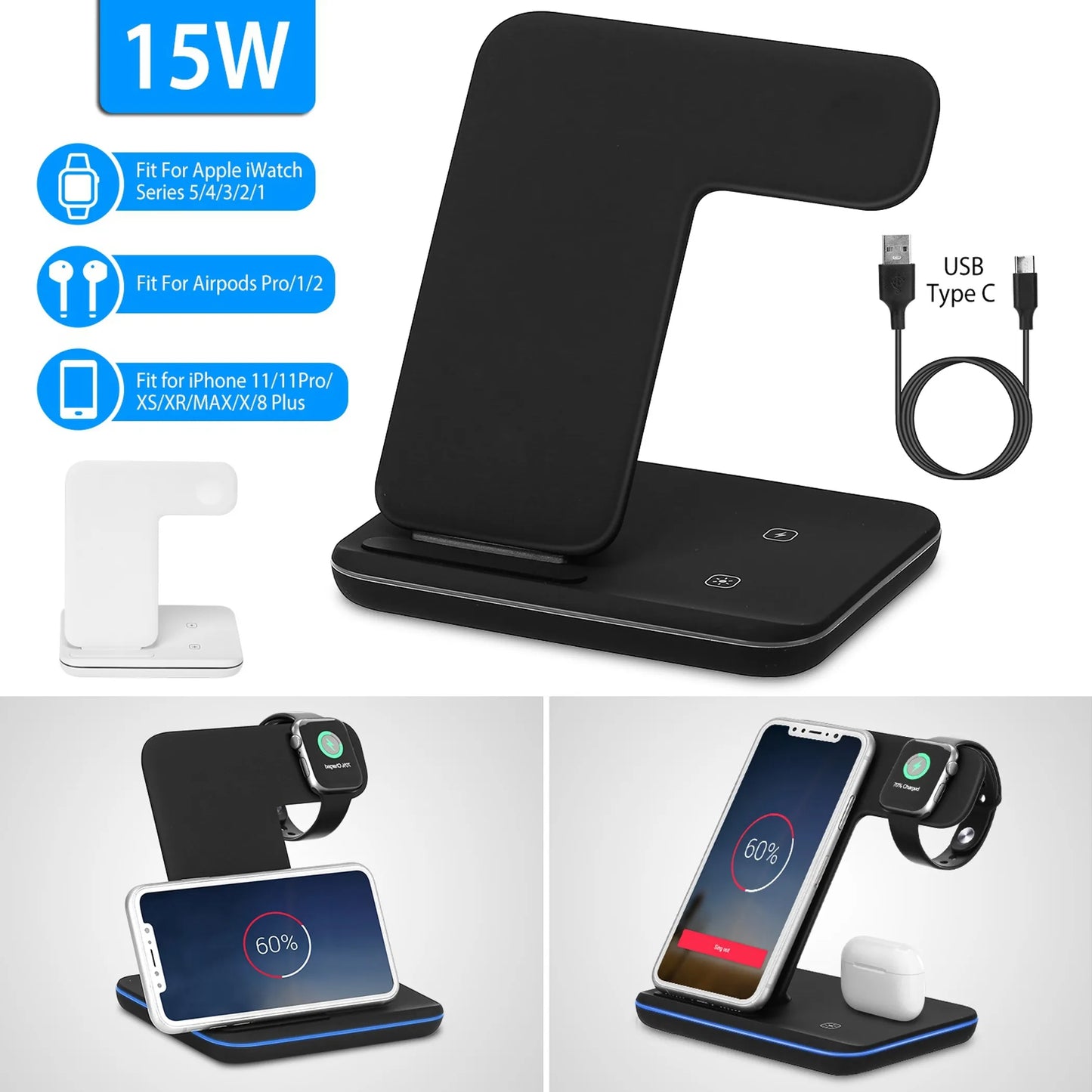 Wireless Charger 3 in 1 Charger Stand