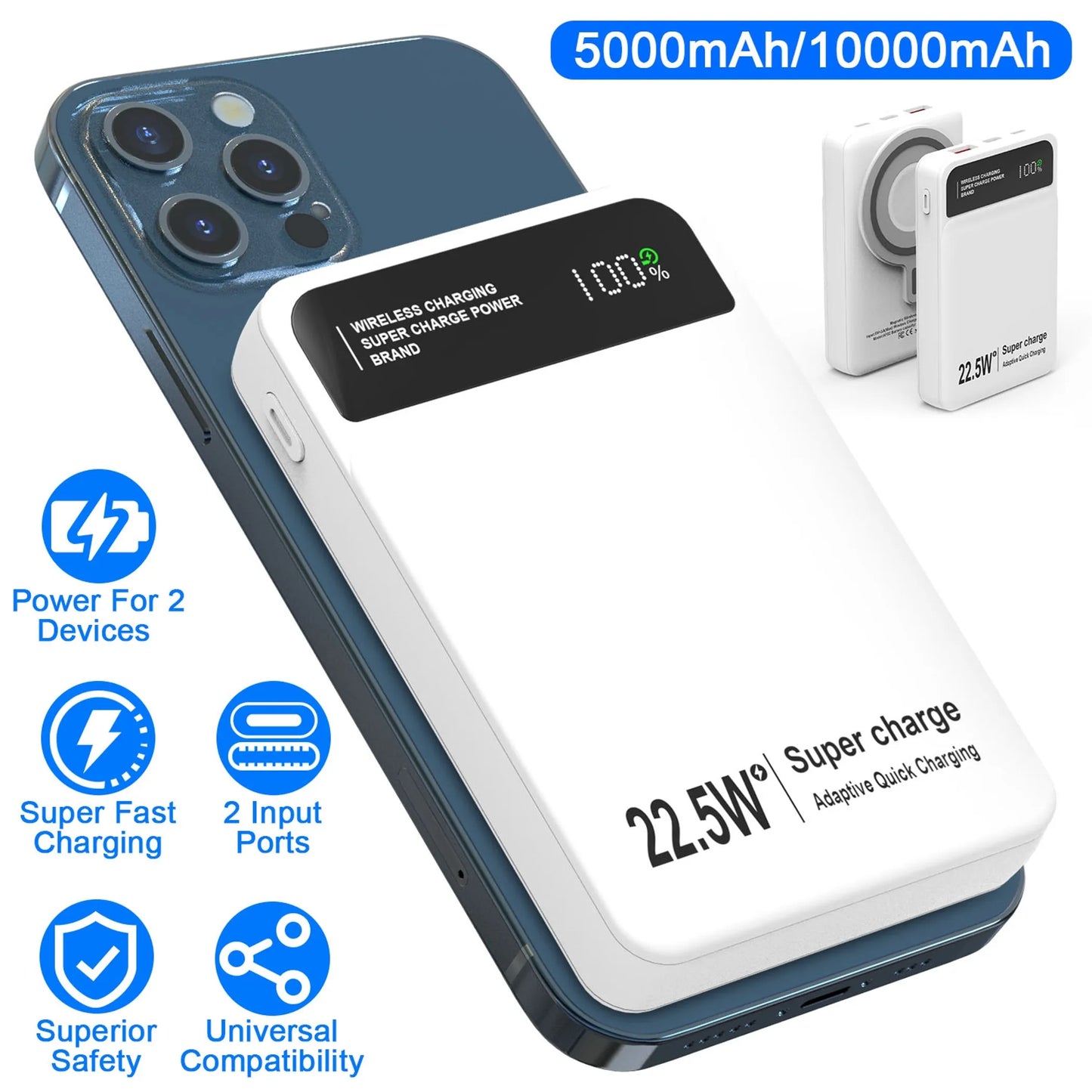 10000mAh Magsafe 3 In 1 Portable Charger