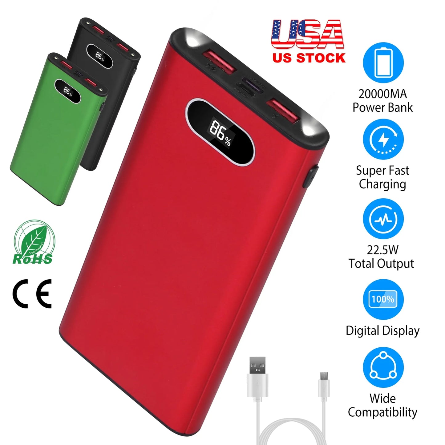 20000Mah Power Bank Portable Charger