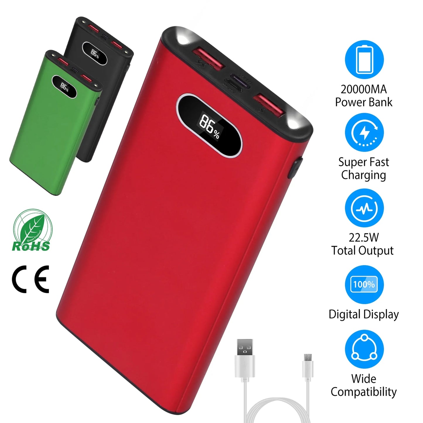 20000Mah Power Bank Portable Charger