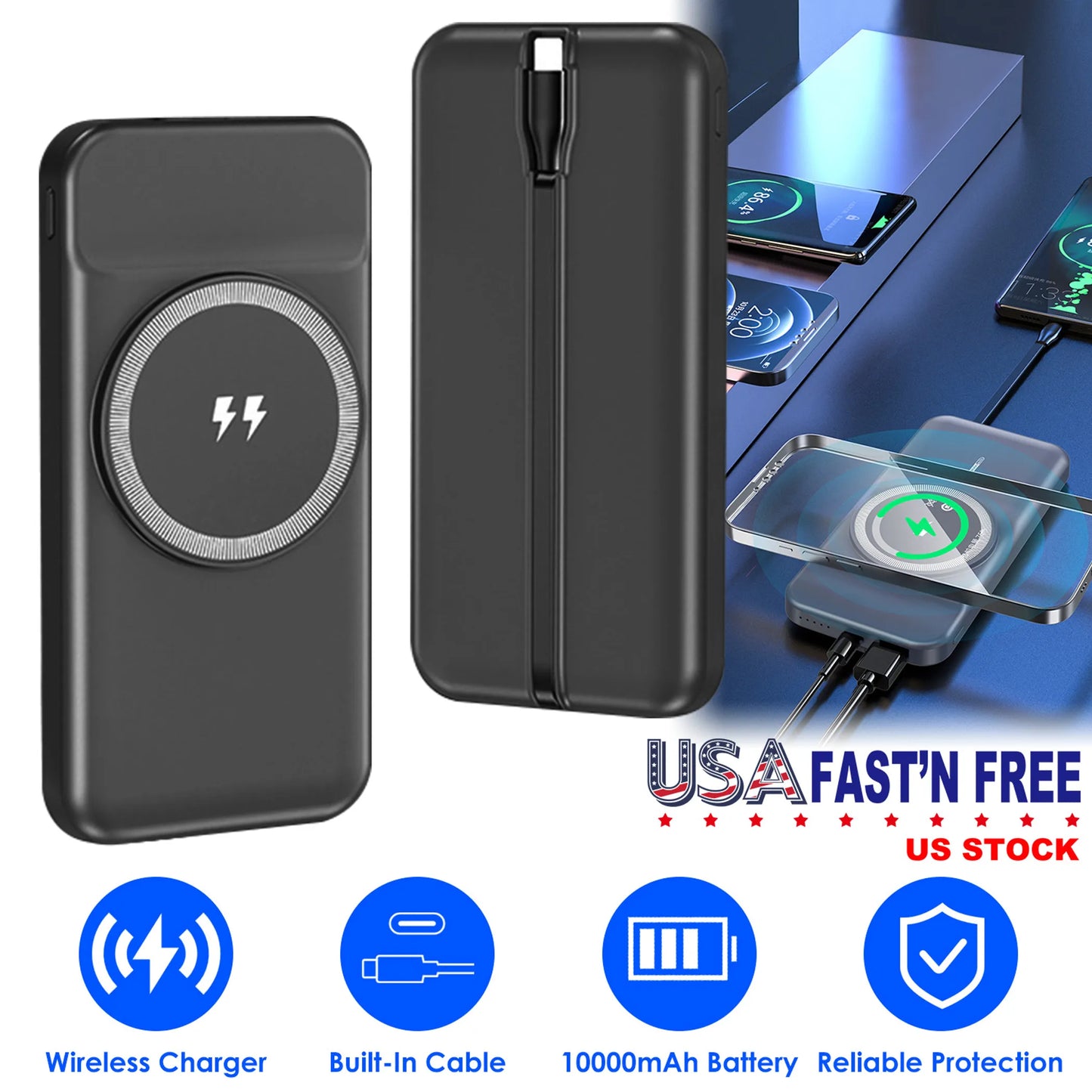 10000mAh 22.5W Magnetic Wireless Power Bank