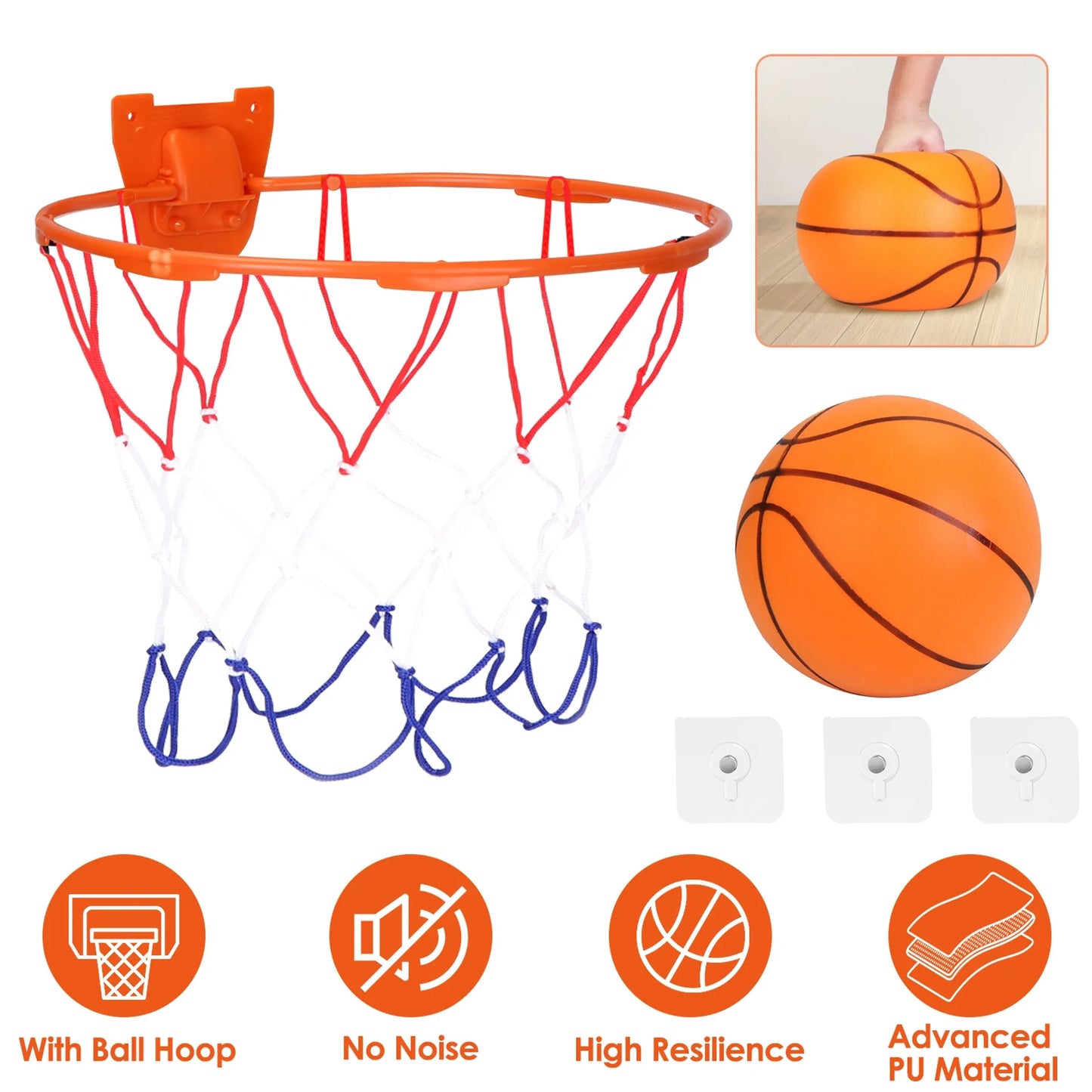 Silent Basketball with Ball Hoop