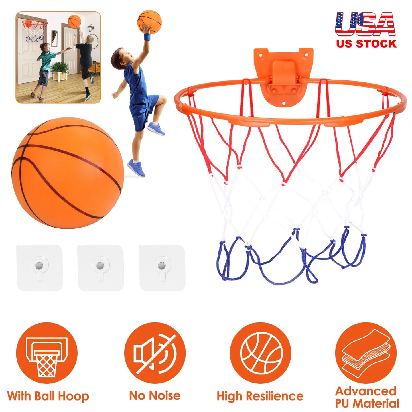 Silent Basketball with Ball Hoop