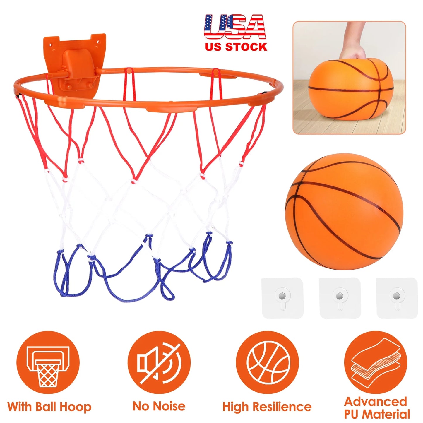 Silent Basketball with Ball Hoop