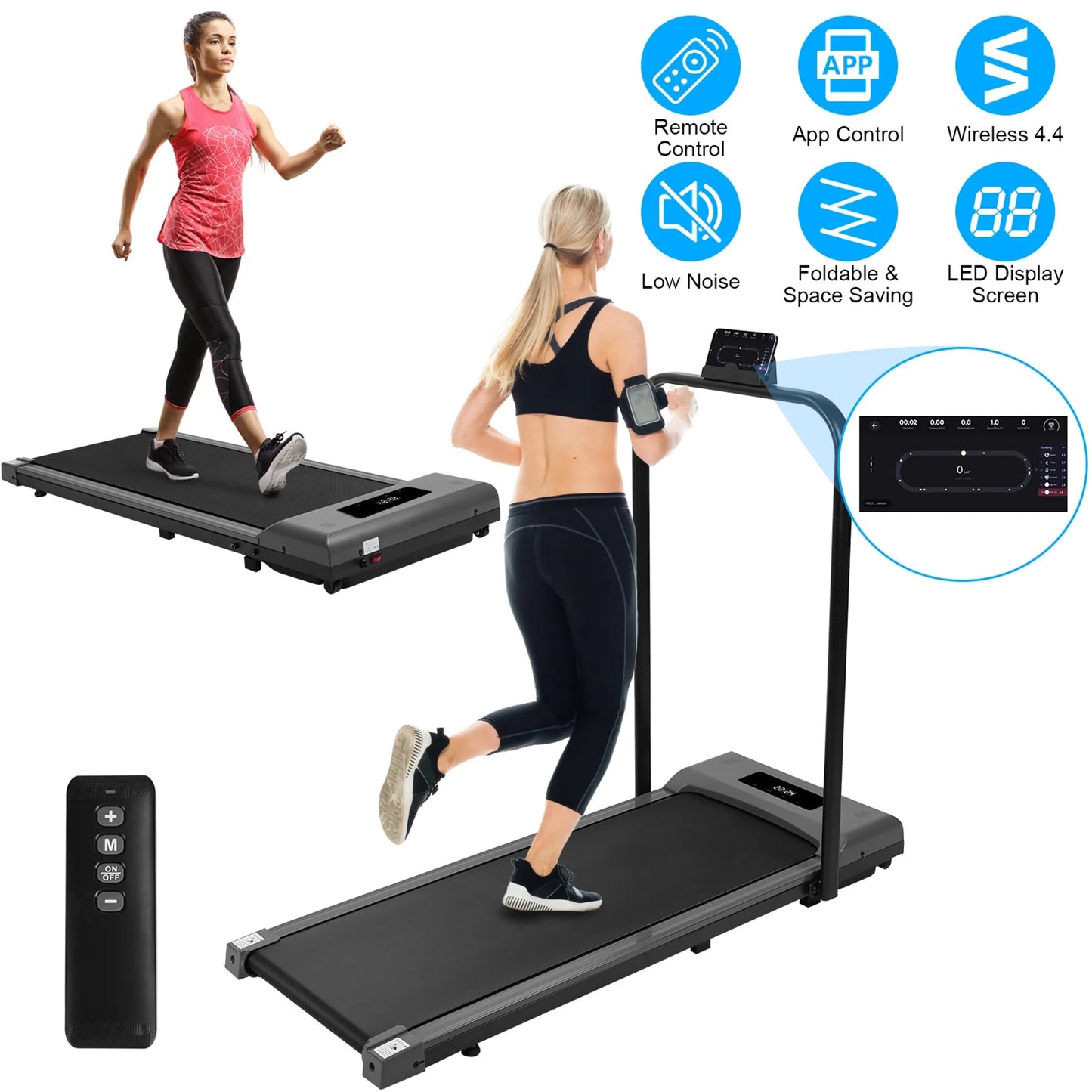 2-in-1 Under Desk Folding Treadmill Foldable Walking Pad