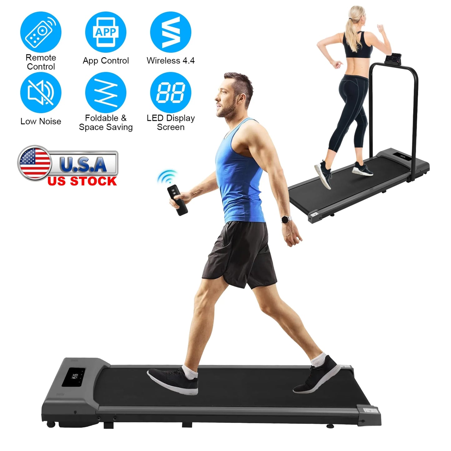 2-in-1 Under Desk Folding Treadmill Foldable Walking Pad