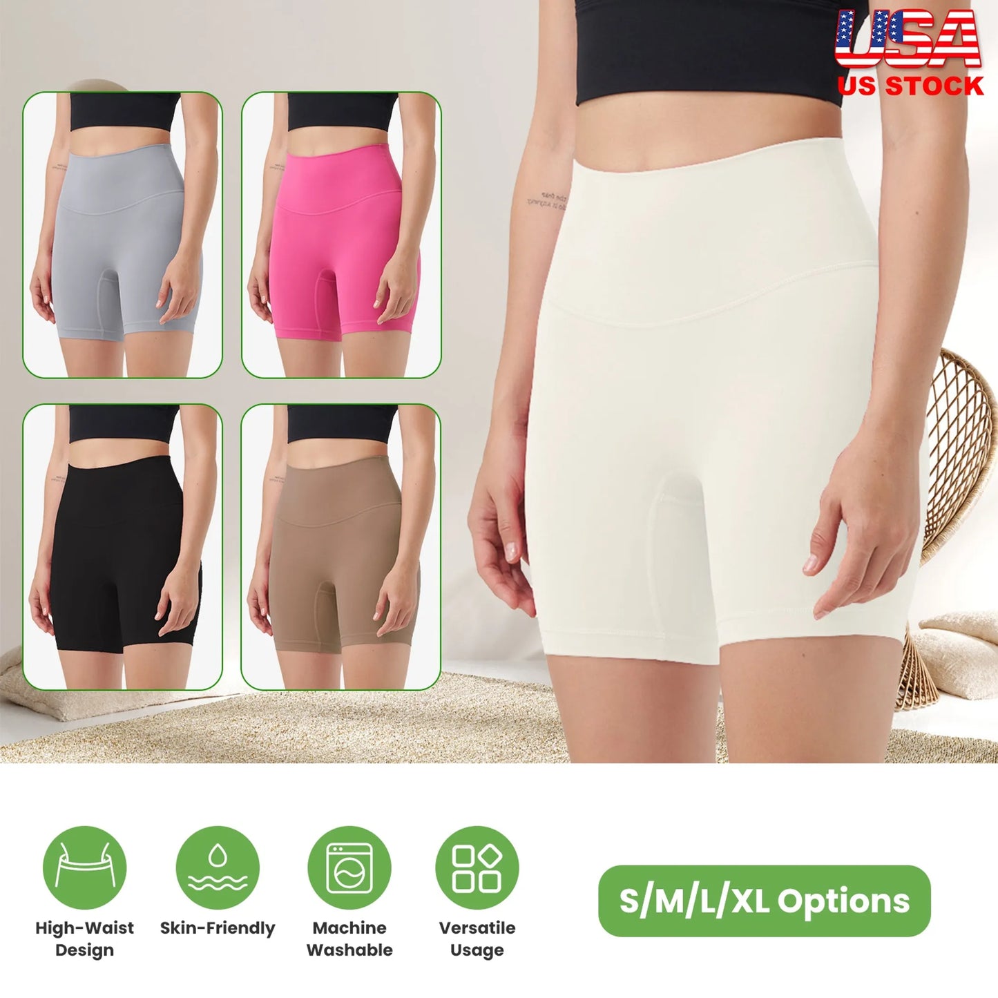 Women\'s High Waist Biker Shorts Tummy Control Pants