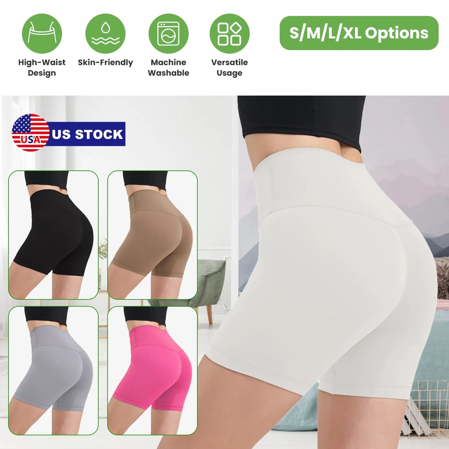 Women\'s High Waist Biker Shorts Tummy Control Pants