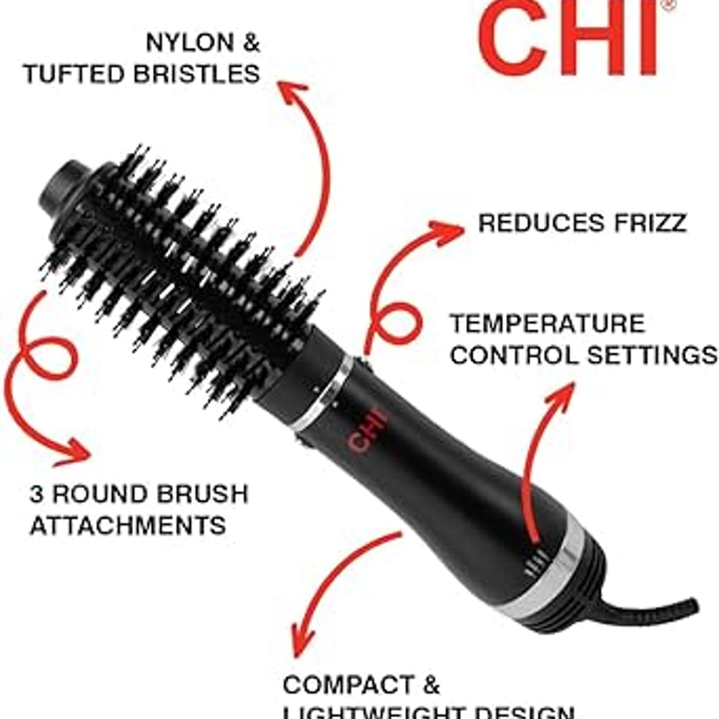 Chi 3-in-1 Round Blowout Brush with Adjustable Heat