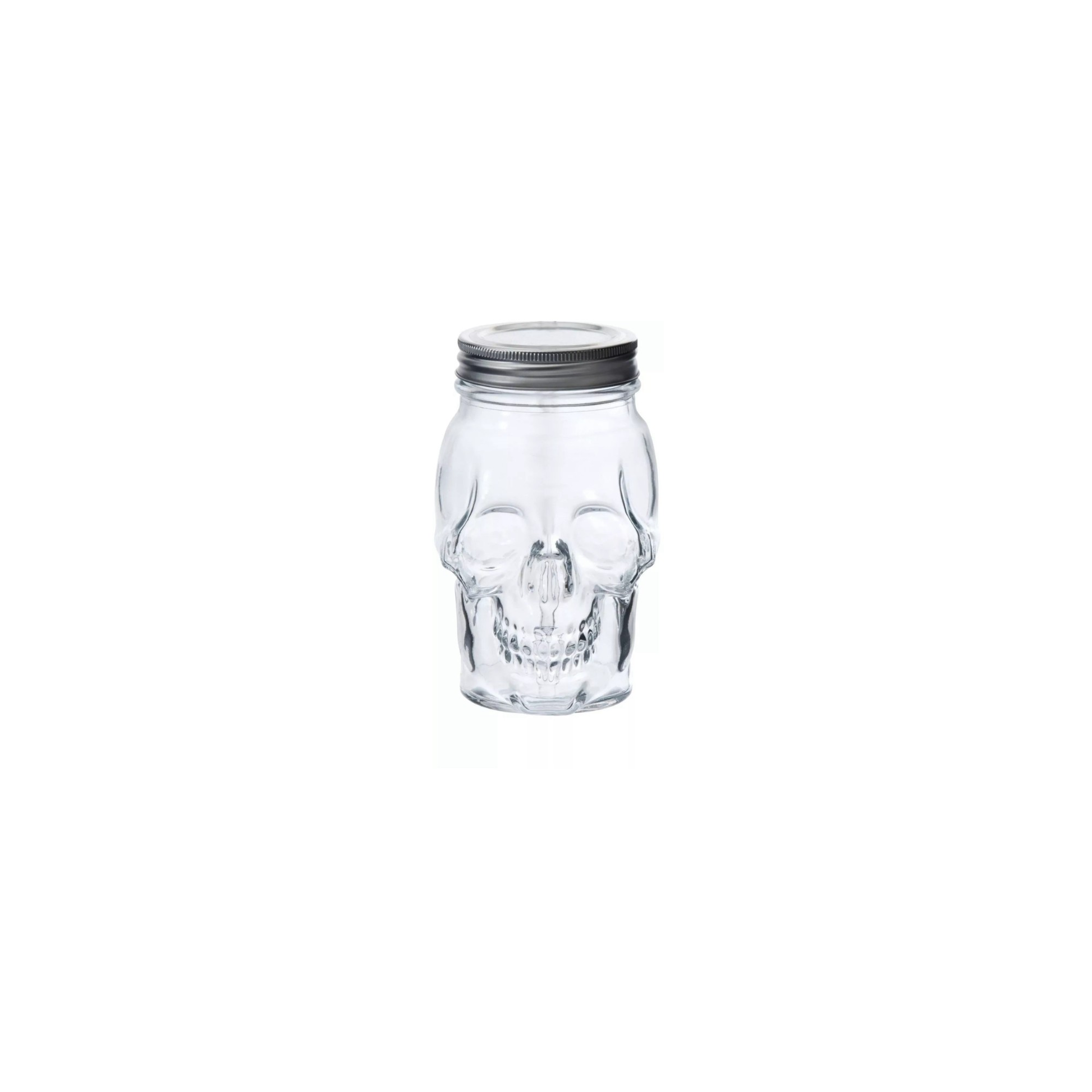 Skull Mason Jar with Lid, 4-Piece Set (2 skull Mason Jars & 2 Lids) 16oz, Clear-3