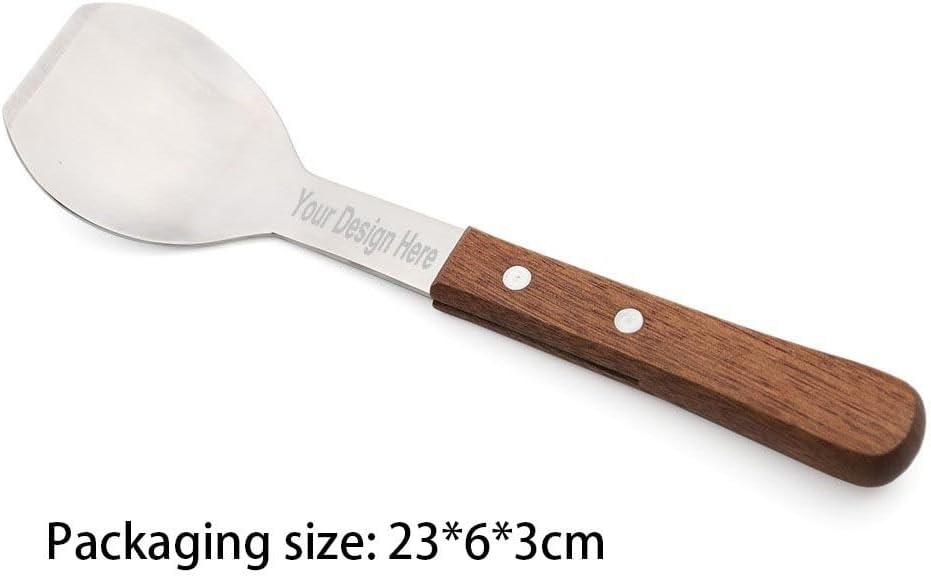 Ice Cream Scoop Stainless Steel Ice Cream Shovel with Wooden Handle Dessert Spade Butter Cutter Flat Ice Cream Metal Spade for Dining Kitchen Utensil, Home Commercial BST220