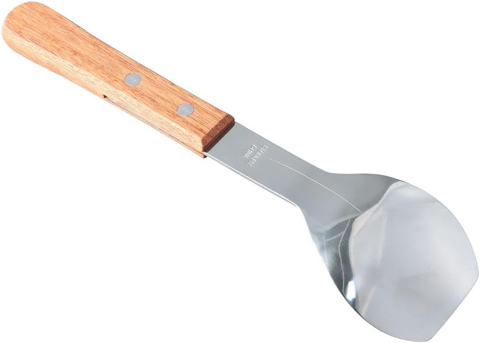 Ice Cream Scoop Stainless Steel Ice Cream Shovel with Wooden Handle Dessert Spade Butter Cutter Flat Ice Cream Metal Spade for Dining Kitchen Utensil, Home Commercial BST220