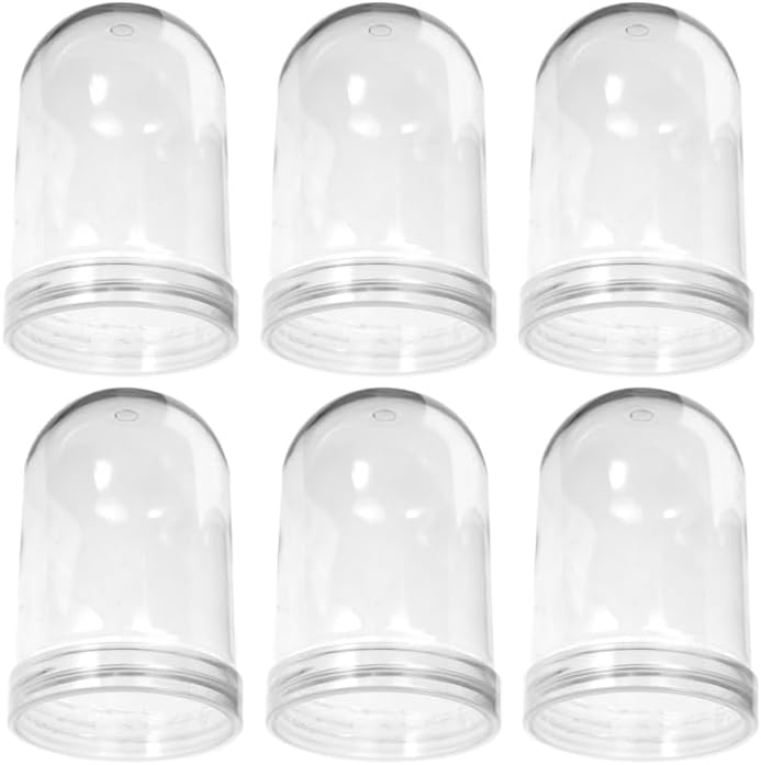 STOBAZA 6pcs Christmas DIY Snow Globe Plastic Snow Globe with Bottom Gasket Clear Empty Plastic with Screw Off Cap for Christmas Crafts Present Ornaments BST202