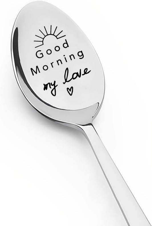 Anniversary Birthday Gifts for Husband Boyfriend Christmas Gifts from Wife Girlfriend Fiance Wedding Valentines Day Engagement Gift for Fiancee Good Morning My Love Spoon Tea Coffee Lovers Gift BST326L