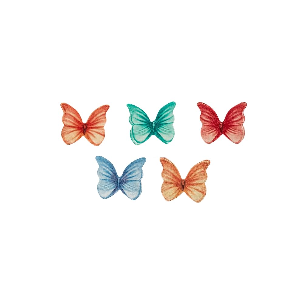 Edible Butterflies for Cake Decorating, Rainbow edible Butterfly Cake Toppers and Cupcake Toppers, Edible Wafer Paper Butterflies Set of 48 Rainbow Cake Food Decorations (5Colors-1) BST326L