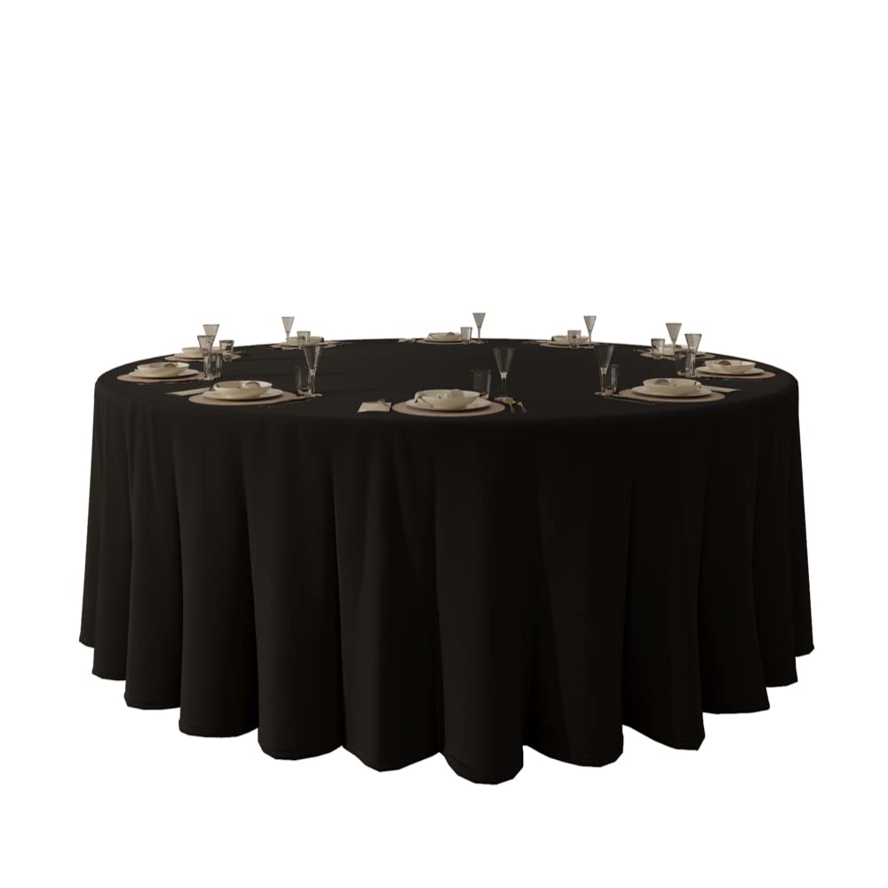 Urby 120 inches Large White Round Tablecloth for 5-6ft Round Folding Table That Seats 6-8 Guests, for Table with 6 Chairs. Ideal for Party, Wedding, Banquet and Events. BST220