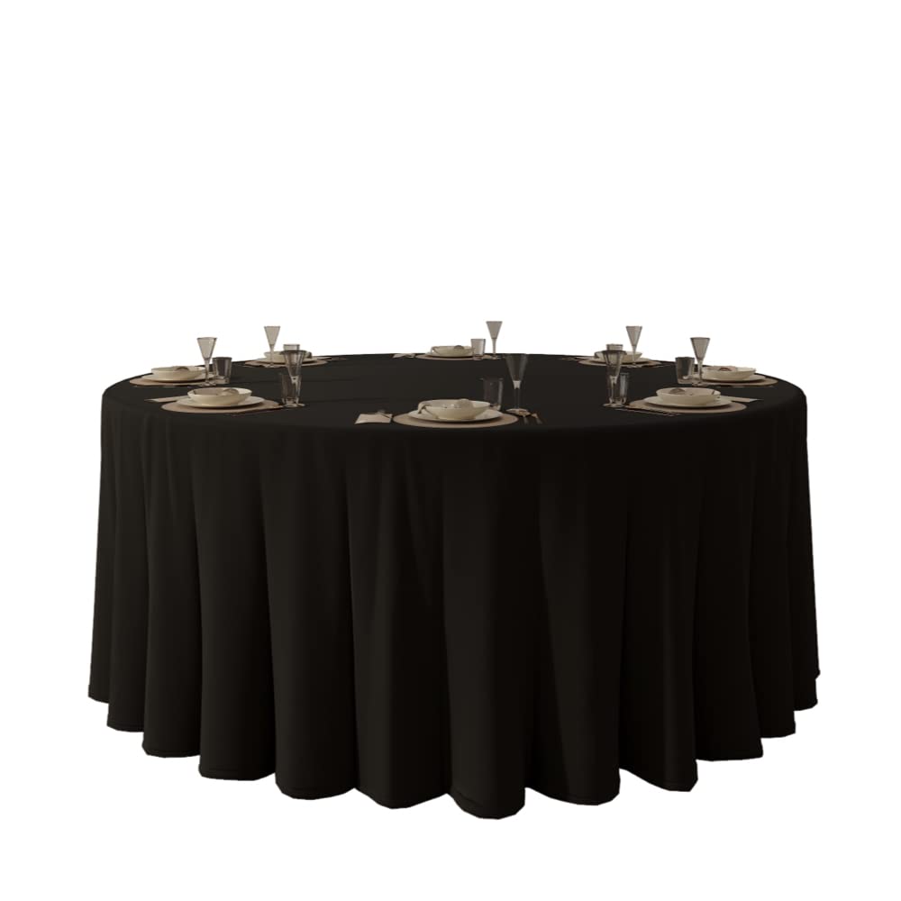 Urby 120 inches Large White Round Tablecloth for 5-6ft Round Folding Table That Seats 6-8 Guests, for Table with 6 Chairs. Ideal for Party, Wedding, Banquet and Events. BST220