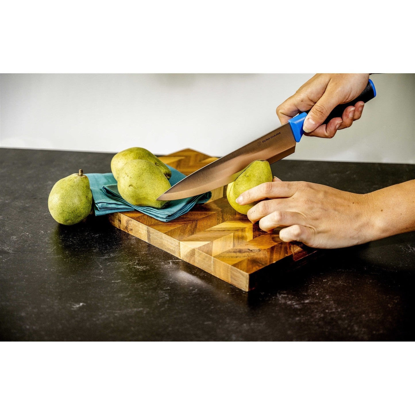 Duo-Grip 3 Piece Kitchen Knife Set With Blade Guards, Blue-2