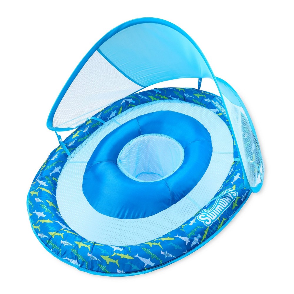 Swimways Sun Canopy Spring Float Shark with Hyper-Flate Valve