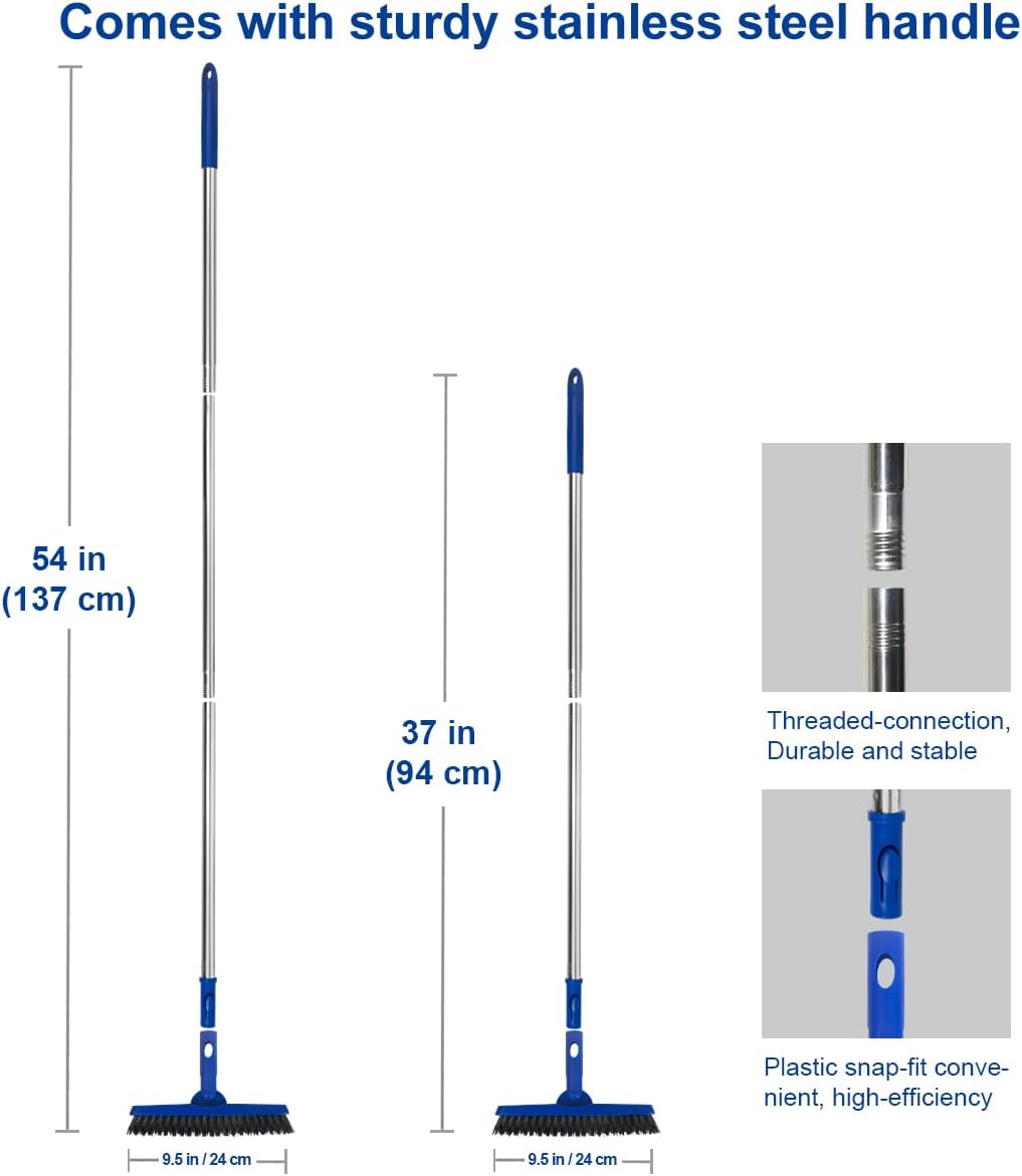 CELOX Heavy Duty Long Handle Scrub Brush, Tile Scrub Brush with Long Handle Stiff Bristles for Cleaning (Blue) BST326H