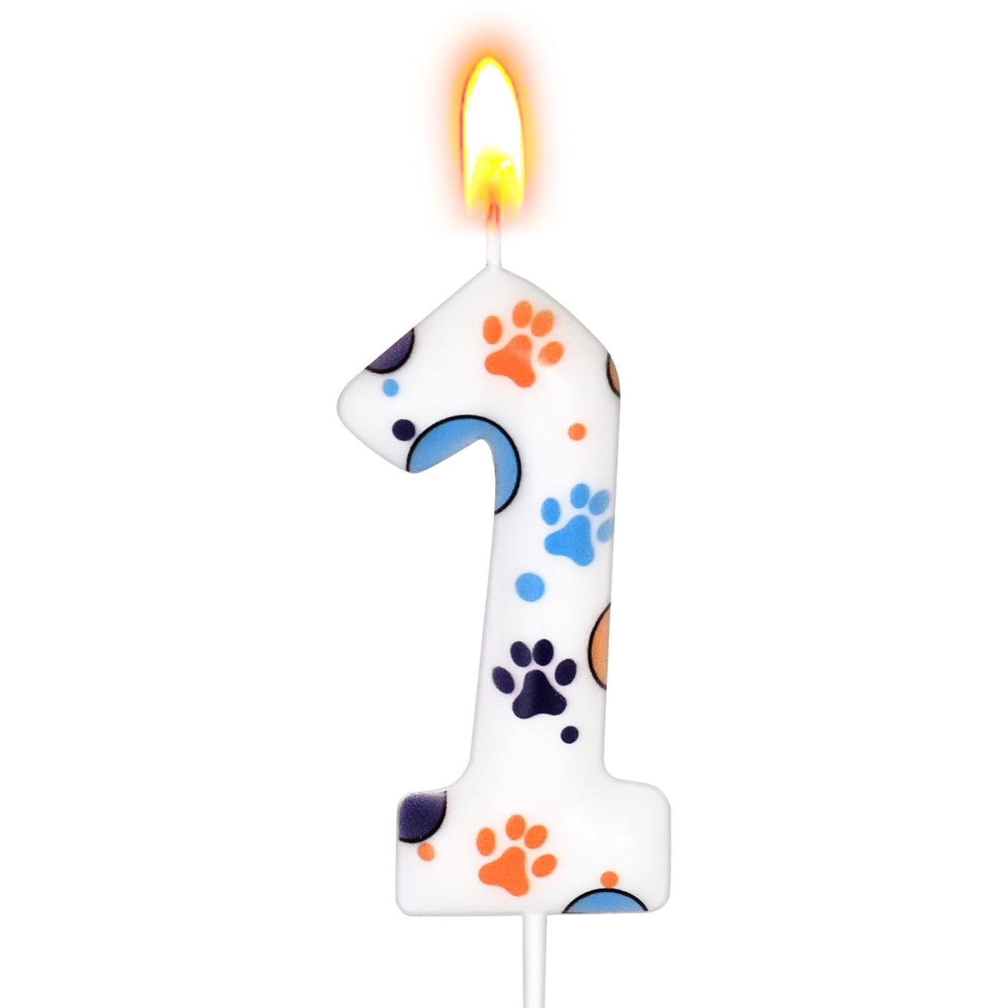 Number 9 Blue Dog Birthday Candle, Cute Dog Paw Print Cake Topper Candle, Bithday Party Supplies, Cake Decoration for Kid, Pets Celebrations Decor BST326L