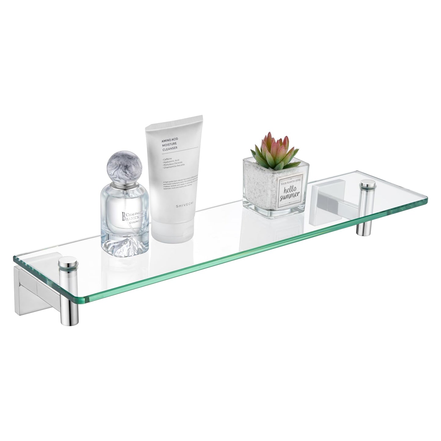 KOKOSIRI Wall Shelves Bathroom Hardware Glass Floating Shelf 12-Inch for Bedroom, Living Room, Kitchen, Hanging Rack Champagne Bronze B1105CPG-L12 BST202