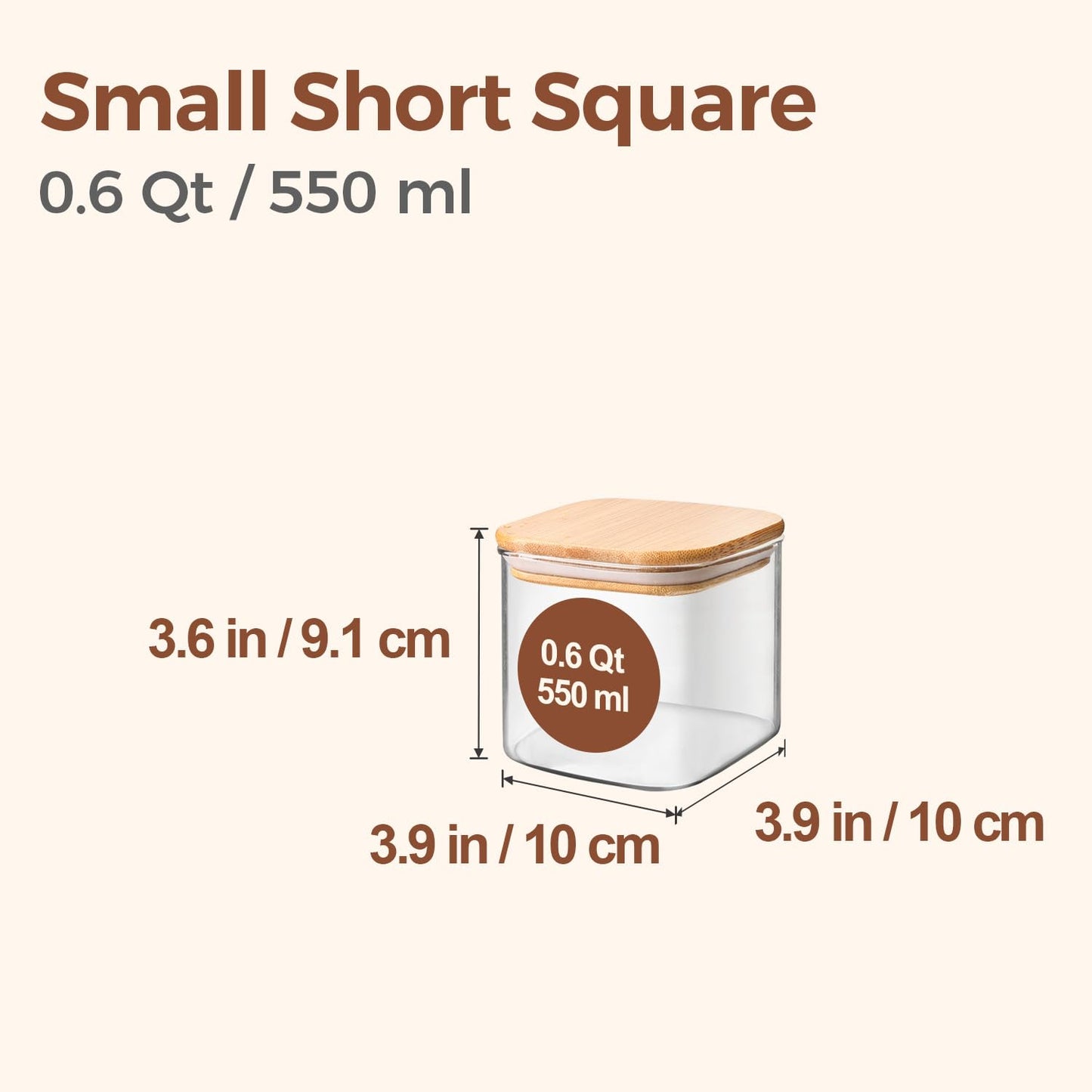 ComSaf 0.6 Qt Glass Food Storage Jars Set of 6, Clear Storage Containers with Airtight Lids, Pantry Organization Jar, Spice Jar, Blooming Tea, Coffee and Sugar Container, Canister Set for Kitchen BST220