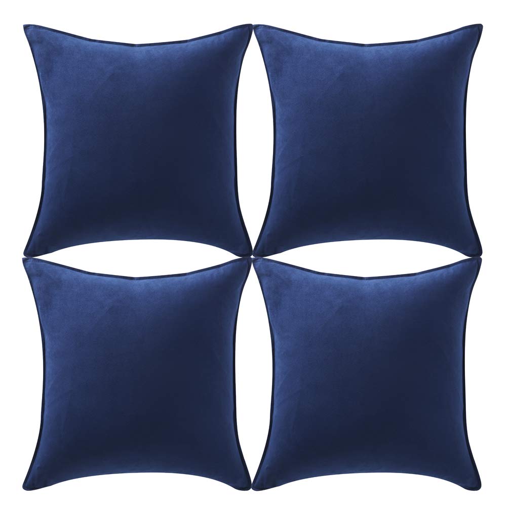 Fancy Homi 4 Packs Olive Green Decorative Throw Pillow Covers 18x18 inch, Super Soft Faux Suede Decor Square Pillow Covers 45x45 cm, Solid Cushion Cover for Couch Living Room Sofa Bedroom BST220